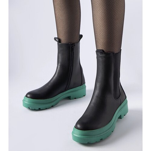 Gemre Black ankle boots on green sole Genis Cene