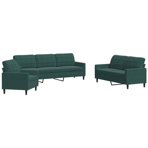 vidaXL 3-dijelni set sofa s jastucima tamnozeleni baršunasti Cijene