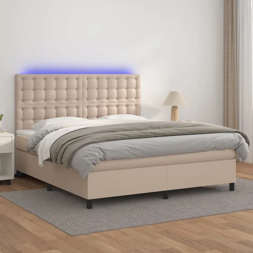  The Living Store Box spring postelja z vzmetnico LED kapučino 160x200 cm - Box Spring Postelja, (21448795)