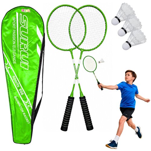  Reketi za badminton sa futrolom i lopticama 6u1 - zeleni Cene