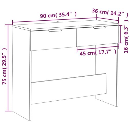  Konzolni stol boja betona 90 x 36 x 75 cm od konstruiranog drva Slike