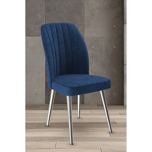 Hanah home set trpezarijskih stolica Platinum 2 kom, teget tkanina Jerry, hromirane metalne noge Cene