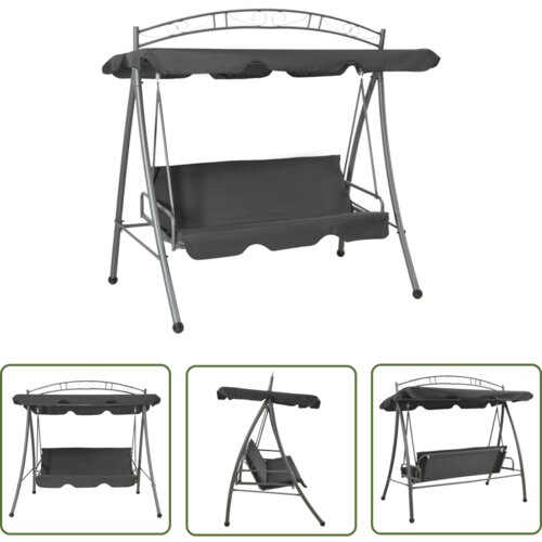 The Living Store Zunanja gugalnica s streho antracitna 198x120x205 cm jeklo - Zunanja Gugalnica, (21746657) Slike