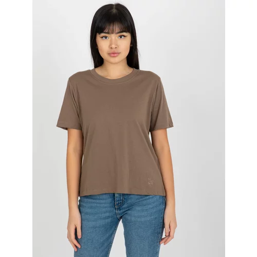 Fashion Hunters MAYFLIES brown women's monochrome cotton T-shirt