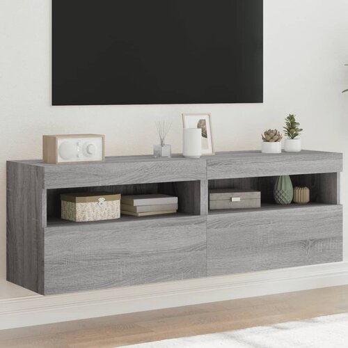 VidaXL Stenske TV omarice z LED 2 kosa siva sonoma 60x30x40 cm Slike