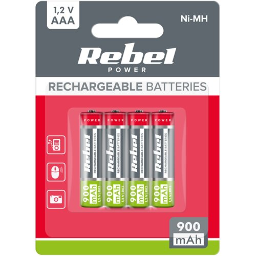 Rebel AAA baterije, 900 mAh, Ni-MH, 1.2V, 4szt/bl, R3 Slike