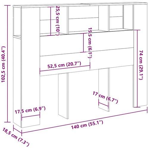  s uzglavljem Artisan hrast 140x18,5x102,5 cm Konstruirano drvo Slike