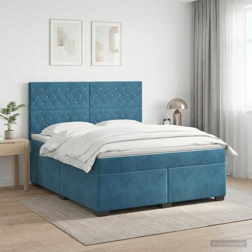  Boxspring krevet s madracem Plava 140 x 200 cm Baršun Cene