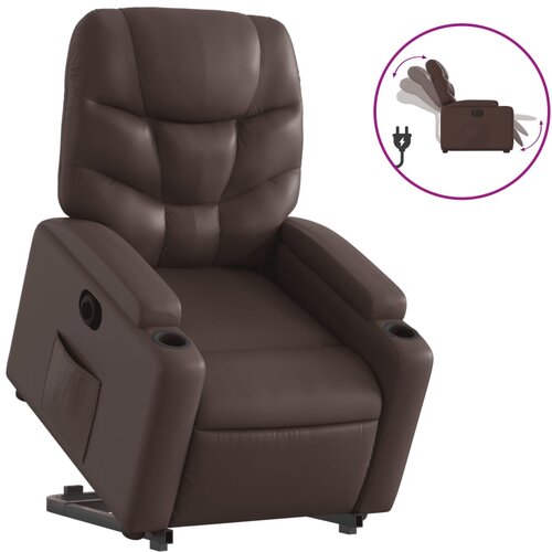 Maison Chic Električni naslanjač - Relax naslanjač s funkcijo vstajanja rjavo umetno usnje, (22061338) Cene
