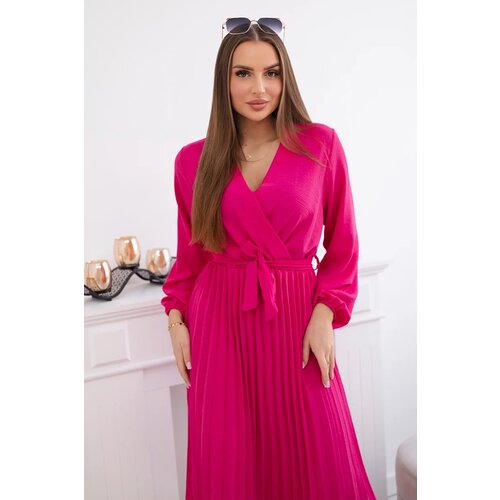 Kesi Włoski Dress tied with a pleated hem fuchsia Cene