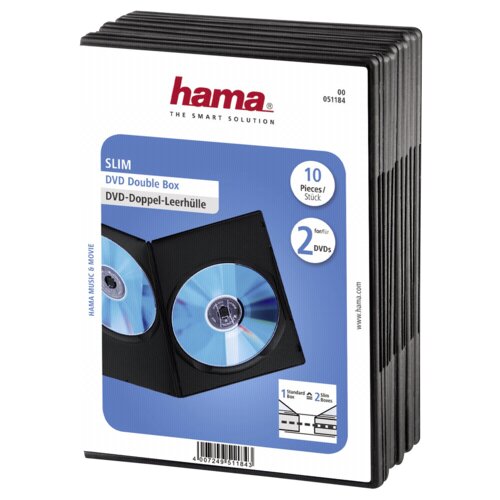 Hama Slim DVD Double Jewel Case pack of 10, black 51184 Cijene