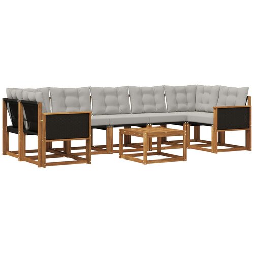 vidaXL Zunanja garnitura za sedenje 8 pcs Naravna in svetlo siva, (5000281574) Cene
