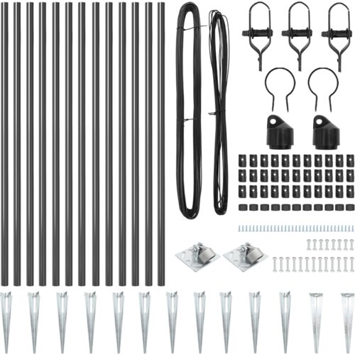  Set stupova za ograde 13 pcs Siva &amp;Oslash;32mm 100 cm Metal Slike