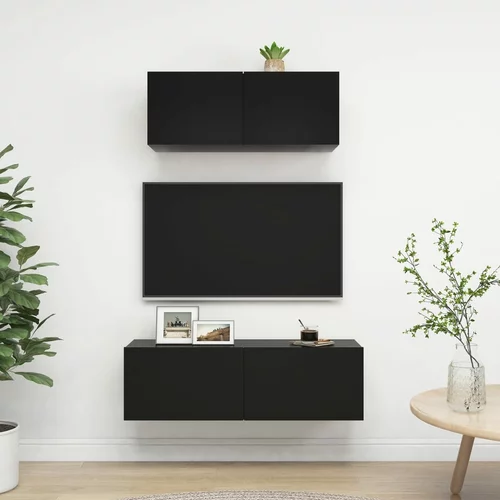 vidaXL komplet TV omaric 2-delni črna iverna plošča