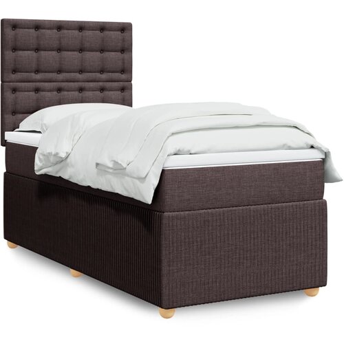vidaXL Box spring postelja z vzmetnico temno rjava 90x200 cm blago Cene