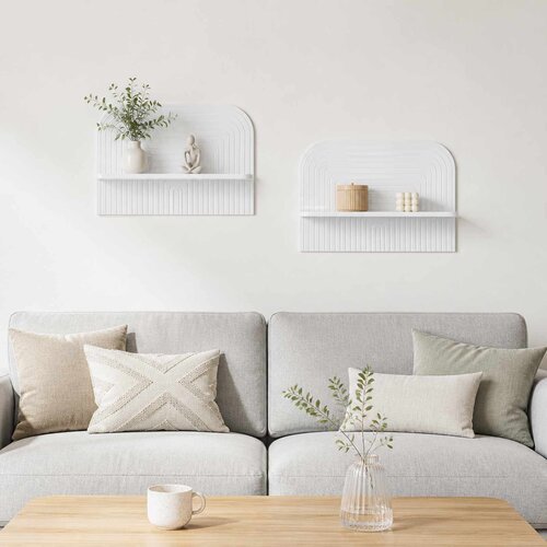  Zidna polica 2 kom. Bijela visokog sjaja 60 x 13.5 x 37.5 cm Cijene