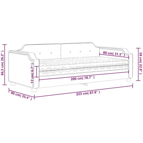  Dnevni krevet s madracem smeđesivi 80 x 200 cm od tkanine Slike