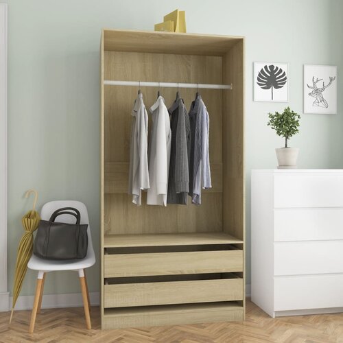  Garderobna omara sonoma hrast 100x50x200 cm iverna plo&amp;scaron;ča Slike