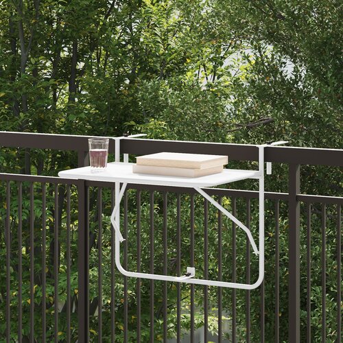 vidaXL Stol za balkon Bijeli Metal Srednji Vanjski stol Pravokutni Cijene