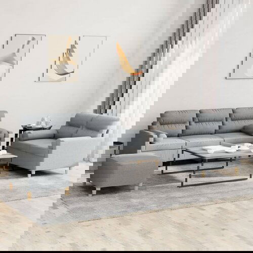  The Living Store Sedežna garnitura 3-delna z vzglavniki svetlo sivo blago - Sedežna Garnitura, (21468509) Cene