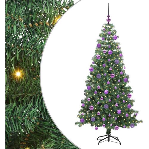 VidaXL Božićno drvce s 300 LED svjetlima s stalakom Zelena 240 cm PVC Slike