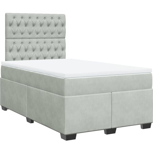 VidaXL Box spring postelja z vzmetnico svetlo siva 120x190 cm žamet, (21310607) Slike