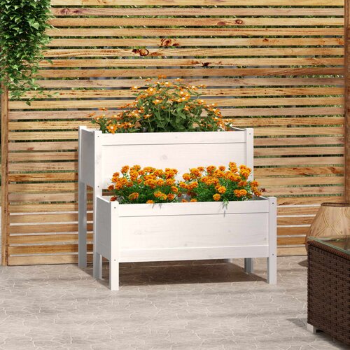 vidaXL Visoka greda bela 84,5x84x75 cm trdna borovina Cene