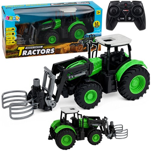 Rc Tractor with Bale Gripper Remote Controlled Lights Green 1:24 Slike