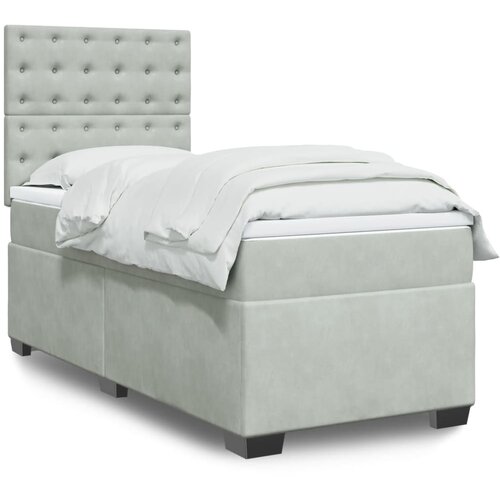 VidaXL Box spring postelja z vzmetnico svetlo siva 100x200 cm žamet Slike