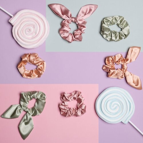 Notino Pastel Collection Hair rings gumice za kosu Pink, Orange, Green 3 kom Slike