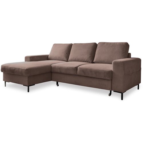 Miuform Smeđa sklopiva kutna garnitura od samta (s lijevim kutom) Lofty Lilly &amp;ndash; Slike