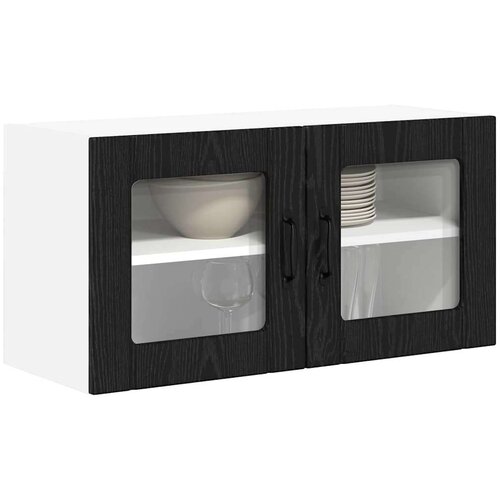 VidaXL zidni kuhinjski ormarić s policom crni hrast 80 x 31 x 40 cm Slike