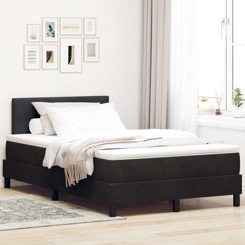 Box Spring Postelja z Blazino Črna 120x200 cm Žamet, (22052810) Slike