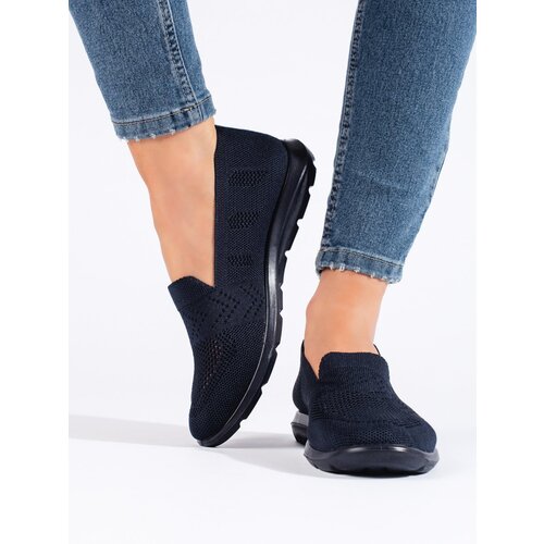 Shelvt Navy blue women&amp;#039;s textile slip on Slike