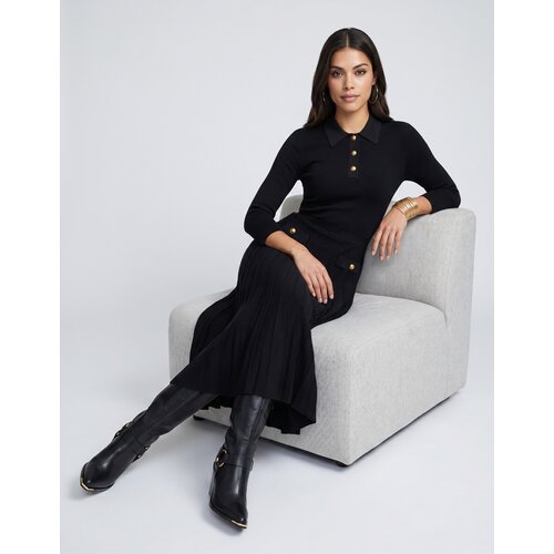 Michael Kors Dolge obleke POLO FLARE MIDI DRESS Črna Slike