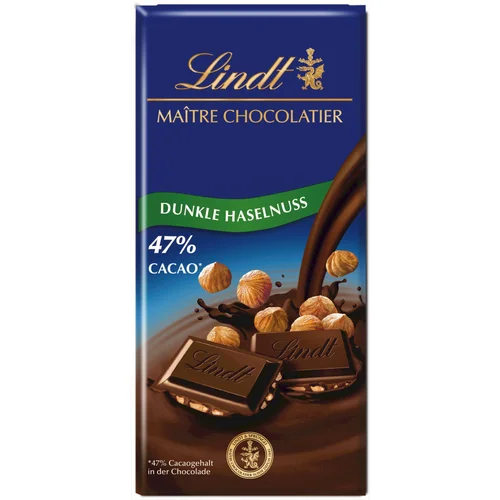 Lindt Maître Chocolatier - temna čokolada z lešniki - 100 g