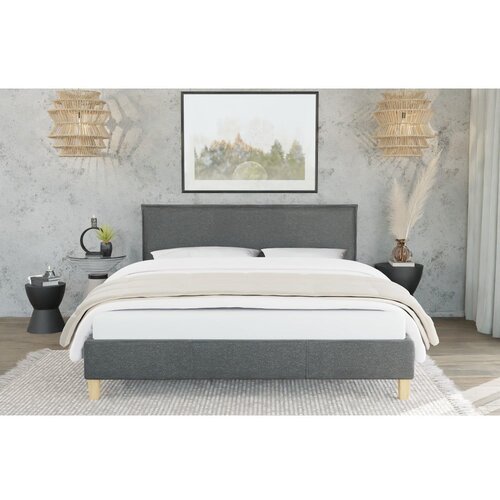 Ropez temno siva oblazinjena postelja z letvenim dnom 90x200 cm tina &amp;ndash; Slike