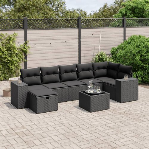 vidaXL 8-dijelni set vrtnih sofa od poliratana s jastucima crni Cijene