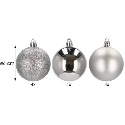  Set Božićnih kuglica 6 cm, srebrne - 12 komada Cene