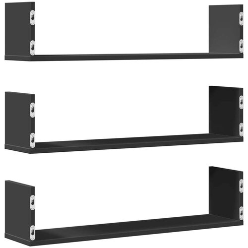 vidaXL Zidne police 3 kom crne 80x18x18 cm konstruirano drvo Cene
