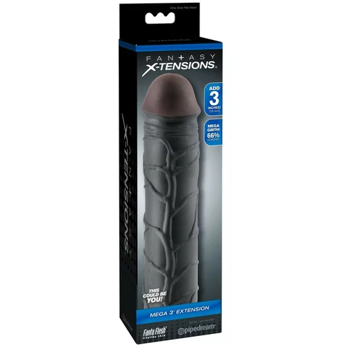 Pipedream X-TENSION Mega 3 - realistična nožnica za penis (22,8 cm) - črna
