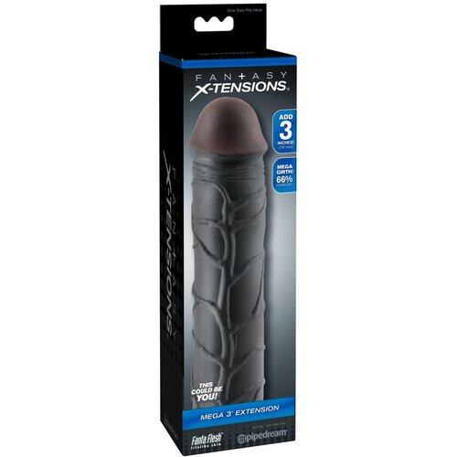 Pipedream X-TENSION Mega 3 - realistična ovojnica za penis (22,8 cm) - crna Slike