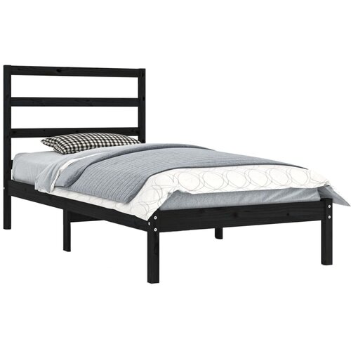  Okvir za krevet od masivne borovine crni 100 x 200 cm Slike
