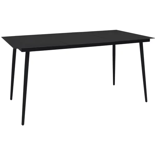  Vrtni blagovaonski stol crni 150 x 80 x 74 cm čelik i staklo