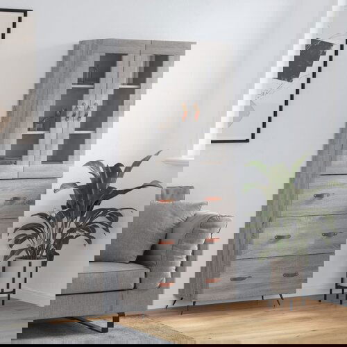 vidaXL Visoka komoda siva sonome 69 5x34x180 cm od konstruiranog drva Cijene