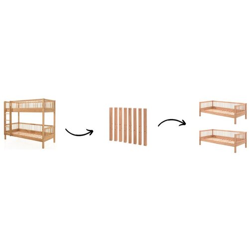 Vipack Pograd za otroke iz masivne bukve v naravni barvi z letvenim dnom 90x200 cm Forrest &amp;ndash; Slike
