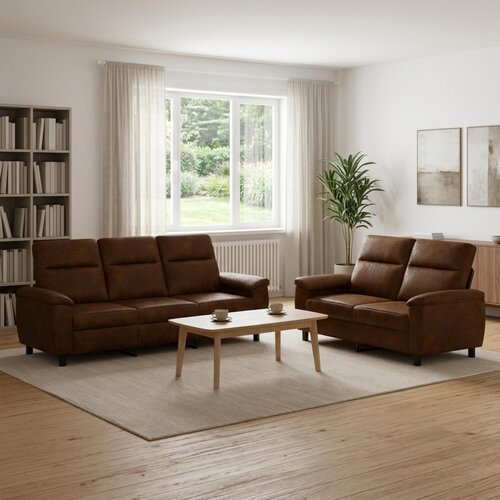  Set sofe 2 pcs Smeđa Umetnička suknja koža Slike