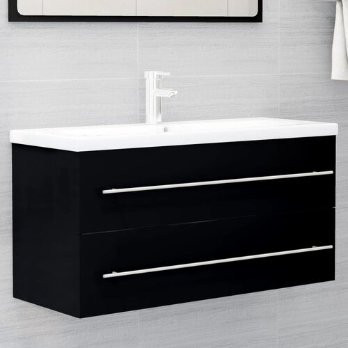 Ormarić za umivaonik crni 100 x 38,5 x 48 cm konstruirano drvo Cijene