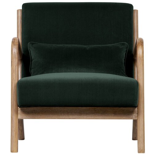WOOOD Temno zelen žameten fotelj Mark Cene