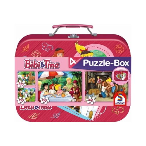 Bibi in Tina: Puzzle v kovinskem kovčku, 4 sestavljanke Slike